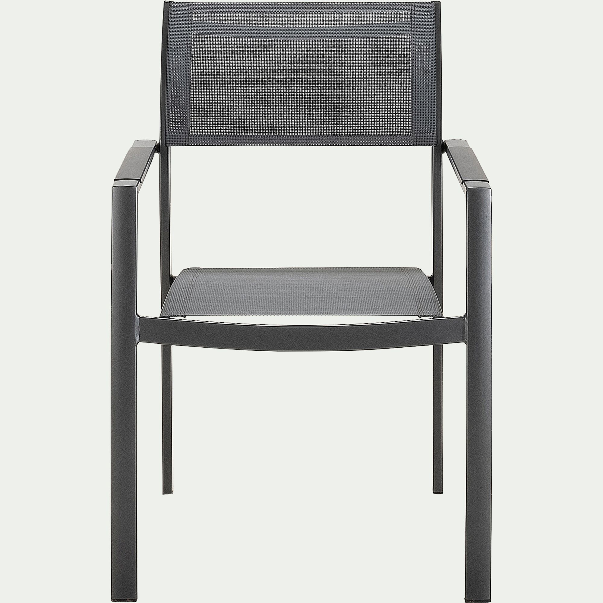 ADANA - Chaise de jardin empilable avec accoudoirs en aluminium et textilène - gris