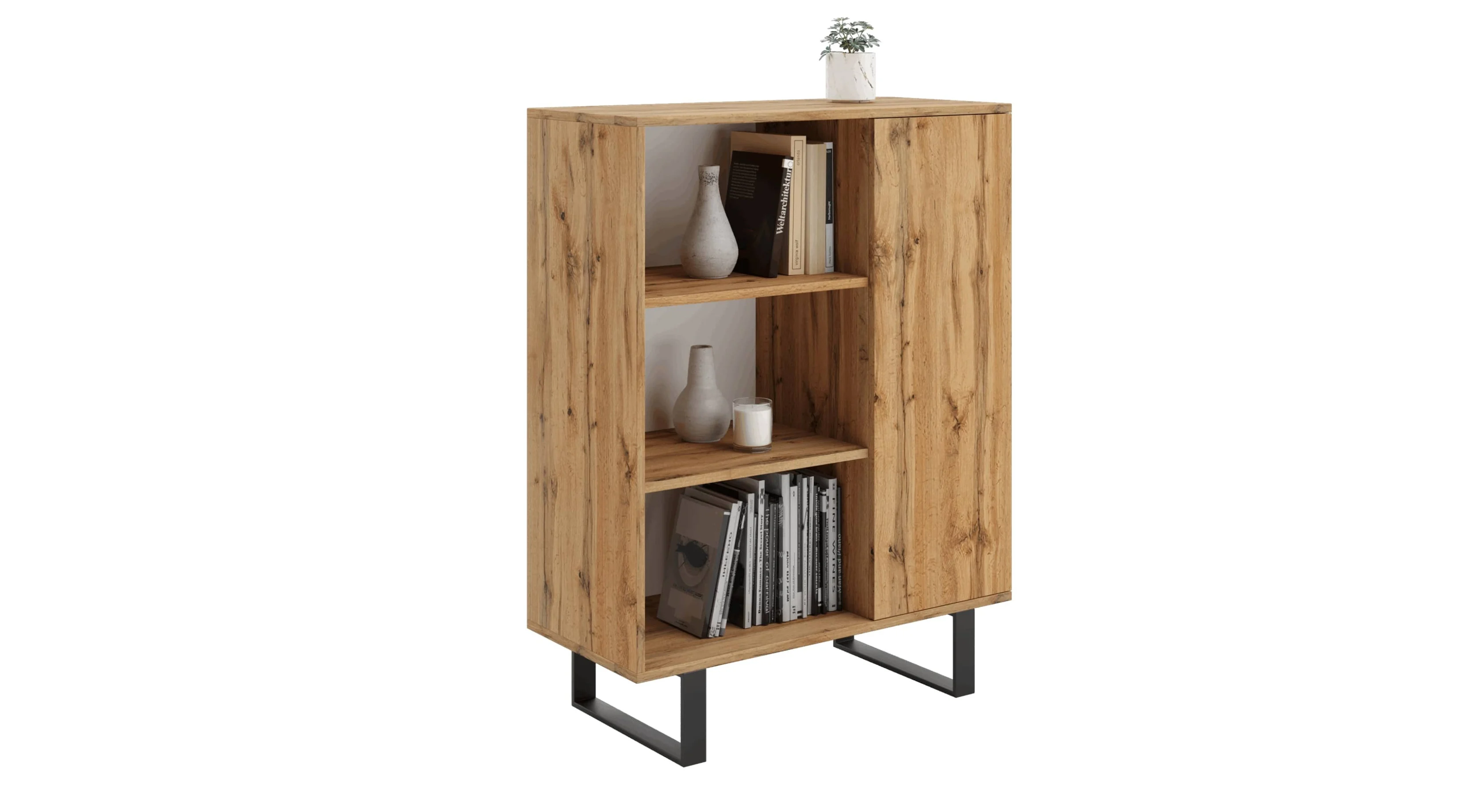 Regał Fondi loft- dąb craft złoty