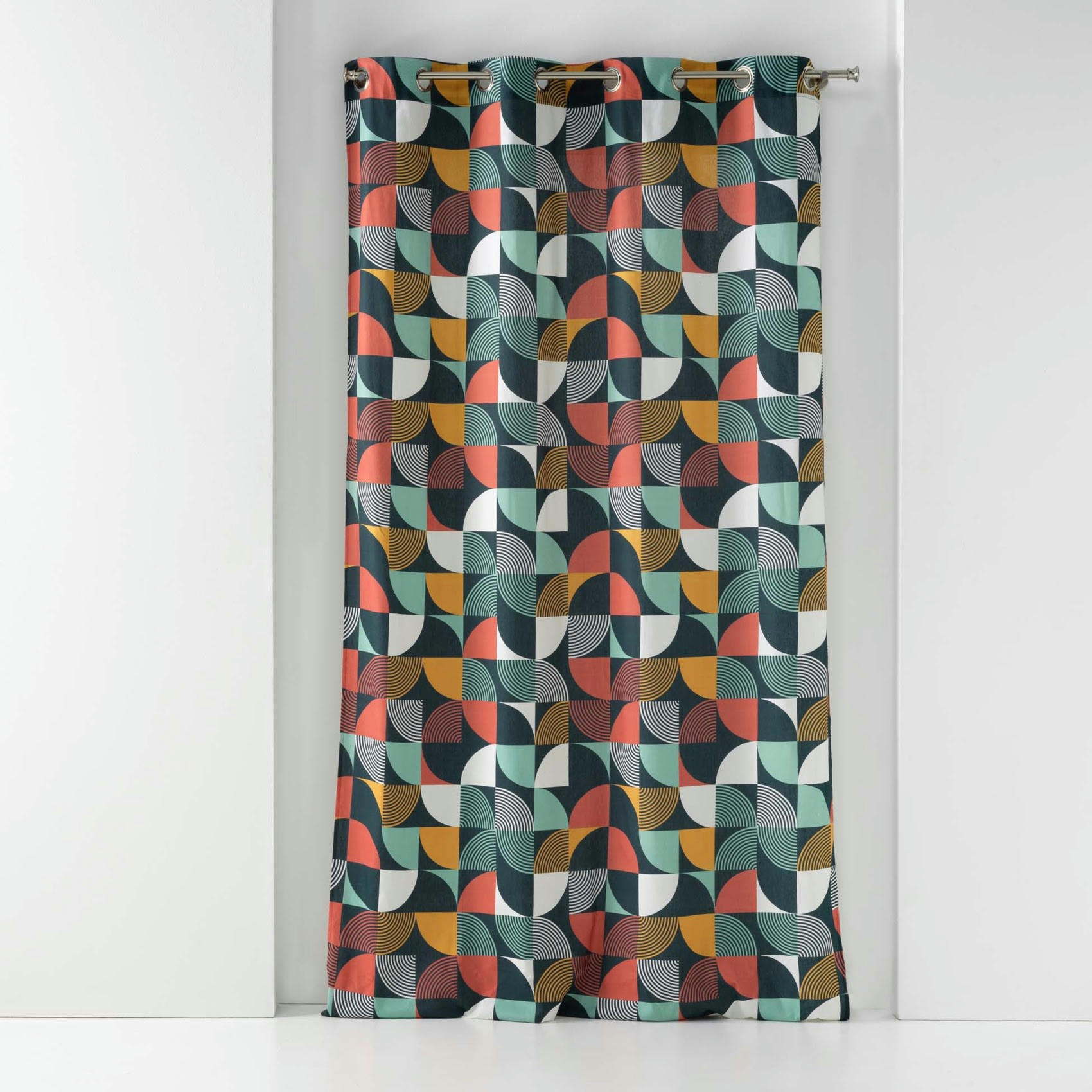 - Rideau à tendance géométrique coton cuivre 140x240 cm