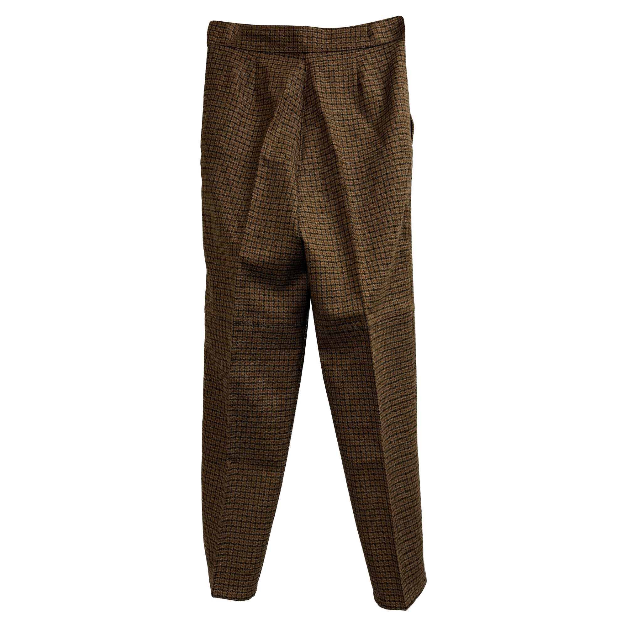 Etro Preloved Checked Trousers in Brown Wool