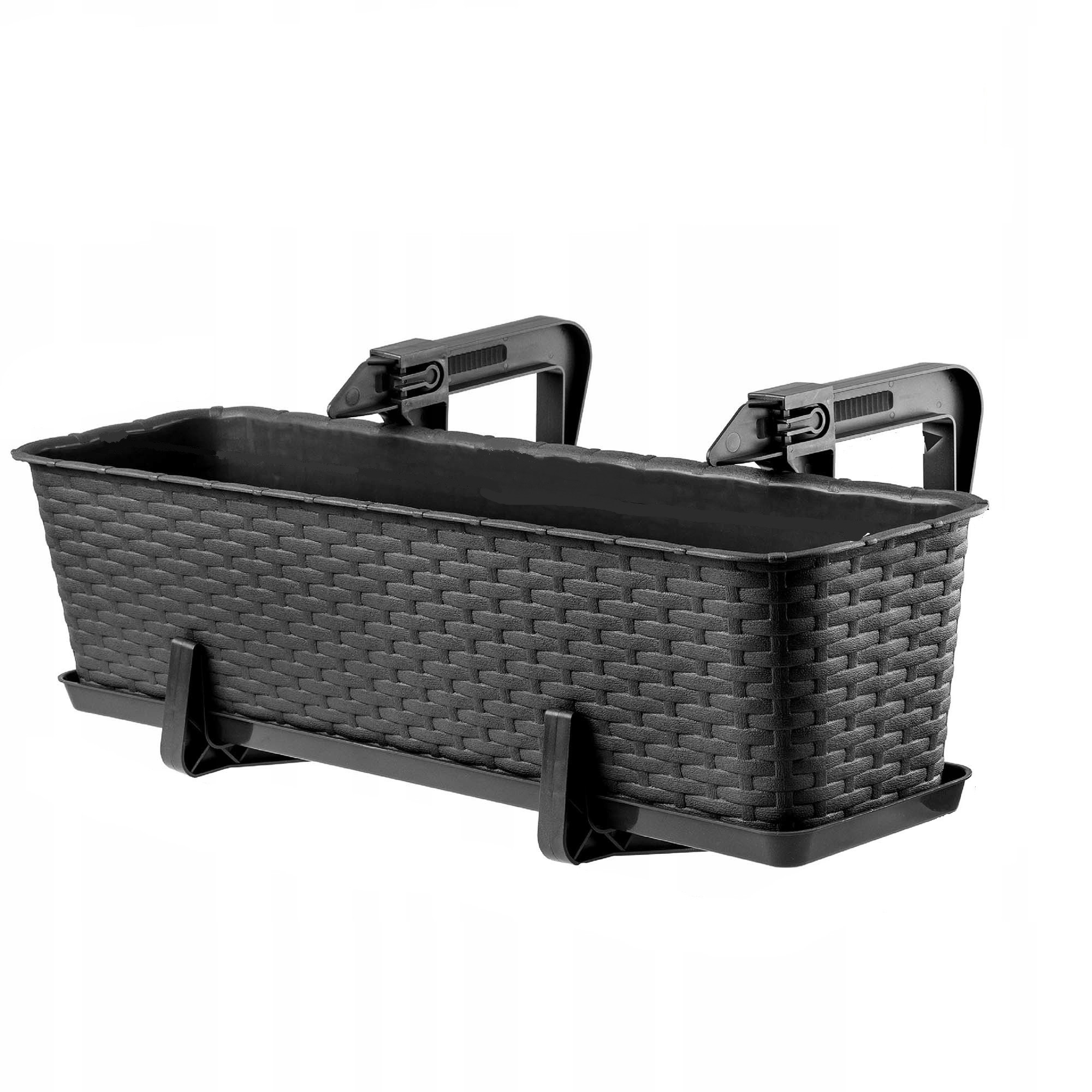 Kadax 3x Skrzynka Balkonowa 60cm Uchwyty Antracyt