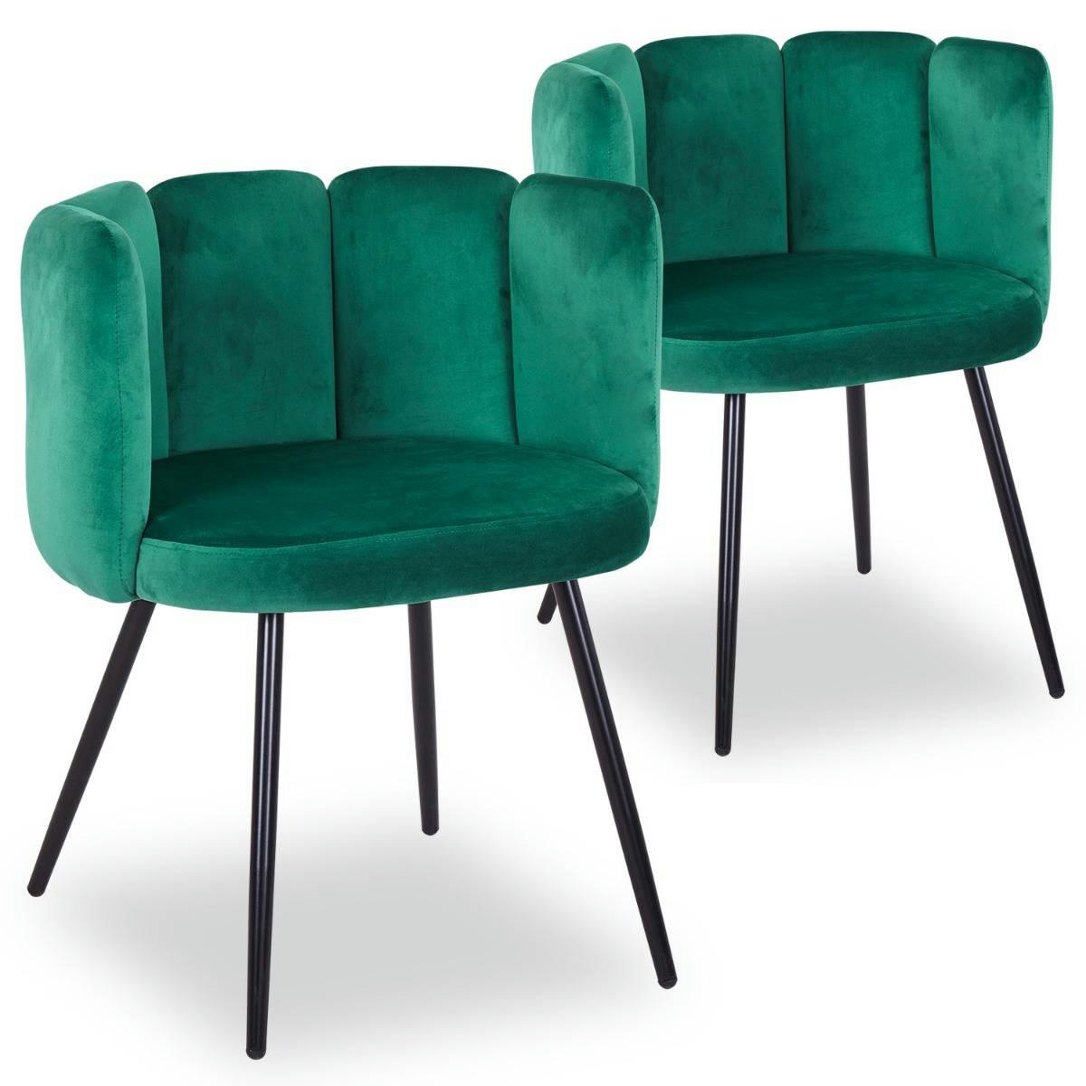 AMELA - Lot de 2 chaises velours vert