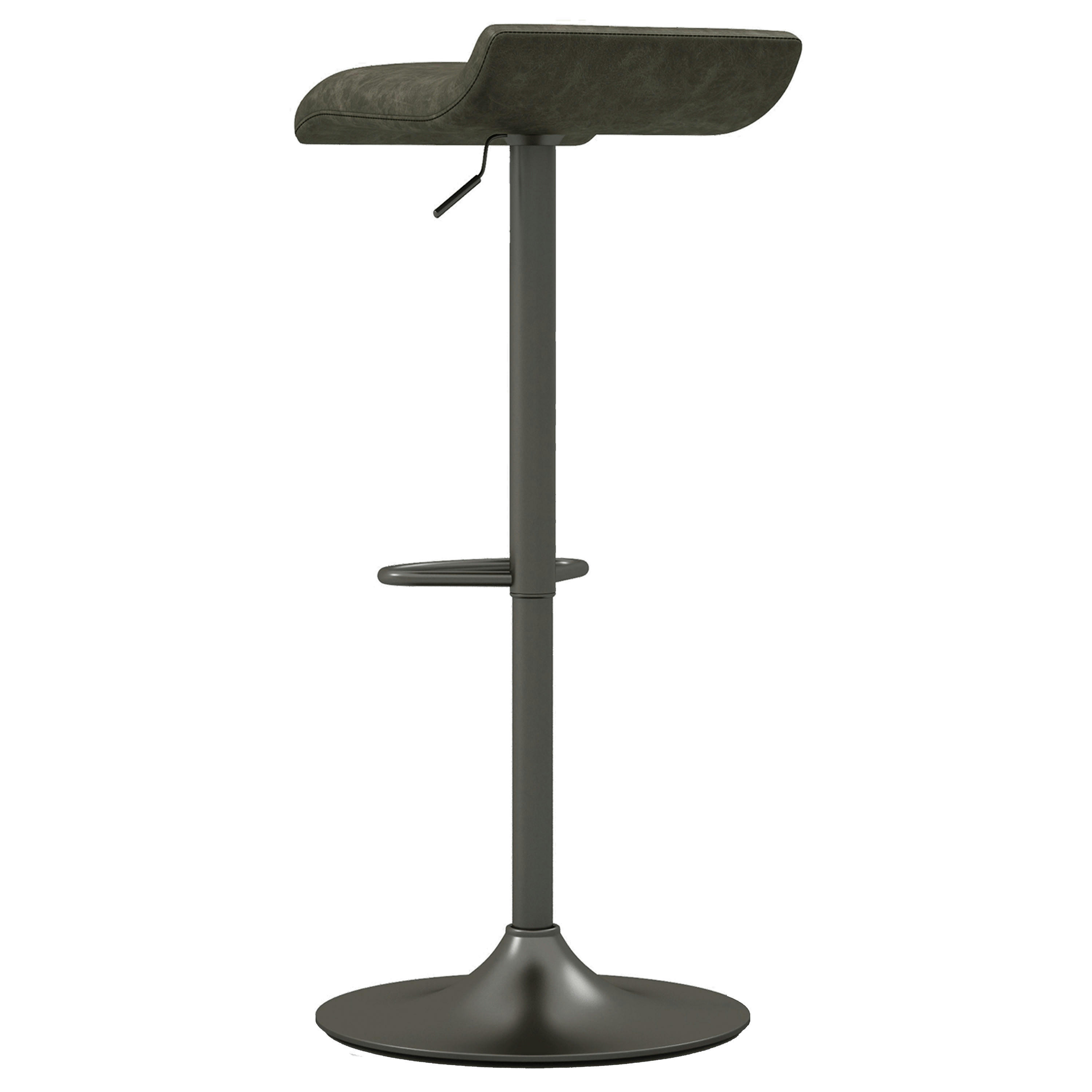 LEO - Tabouret de bar en cuir synthétique Anthracite-gris bronze (x2)