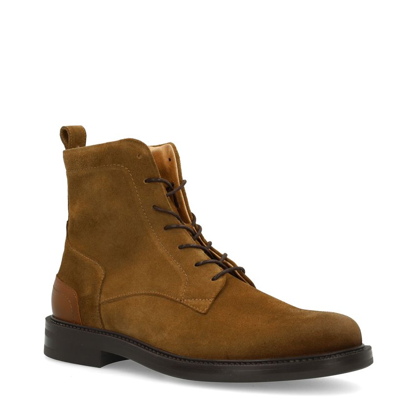 Manfield Cognac suède veterboots