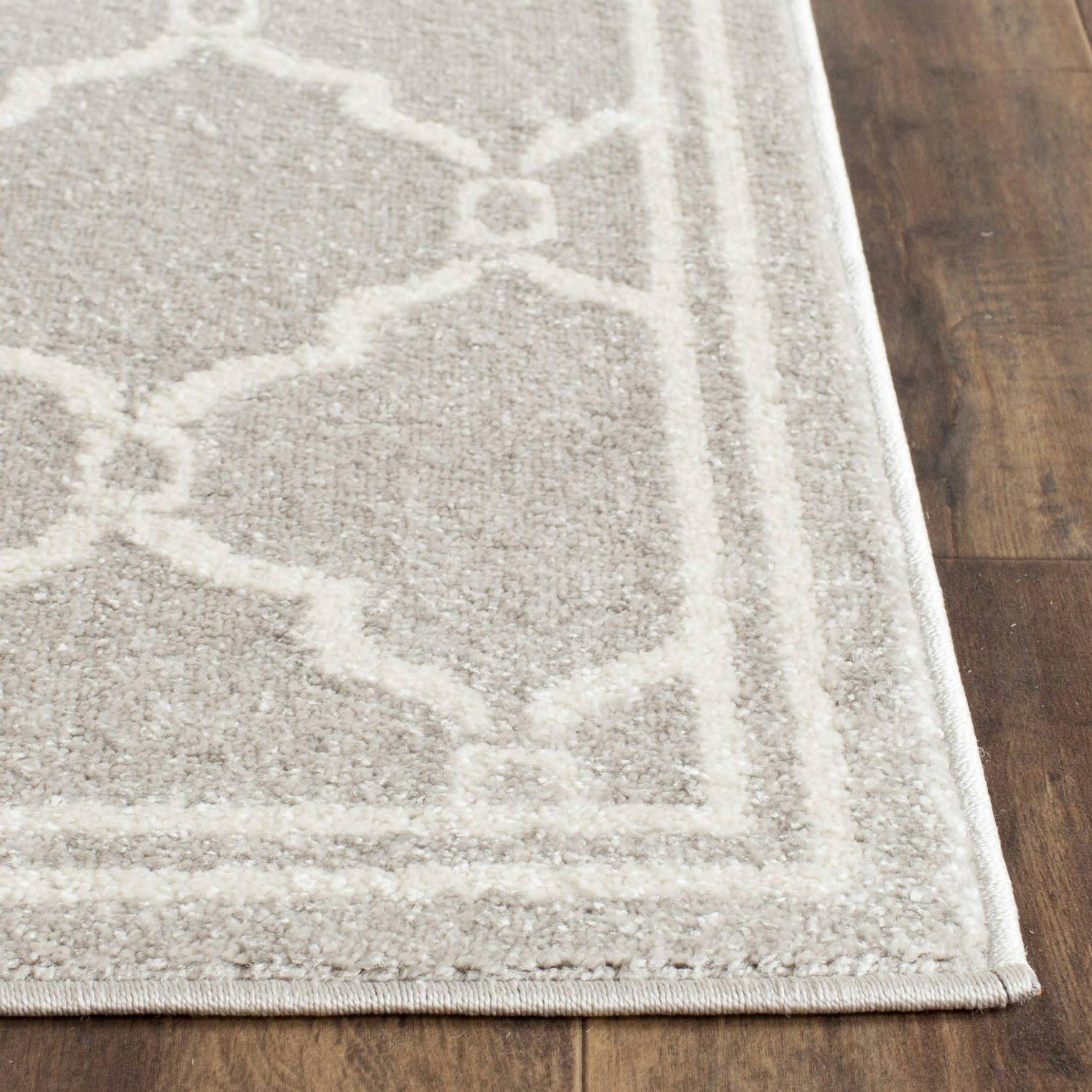 AMHERST - Tapis interieur & exterieur en gris clair & ivoire, 69 x 213 cm