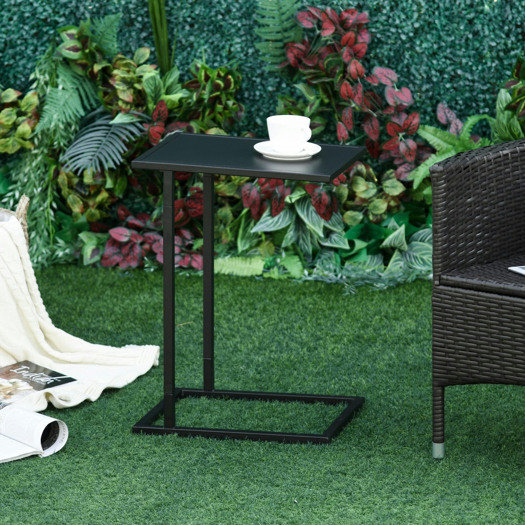 - Table basse d'appoint guéridon intérieur extérieur métal époxy noir