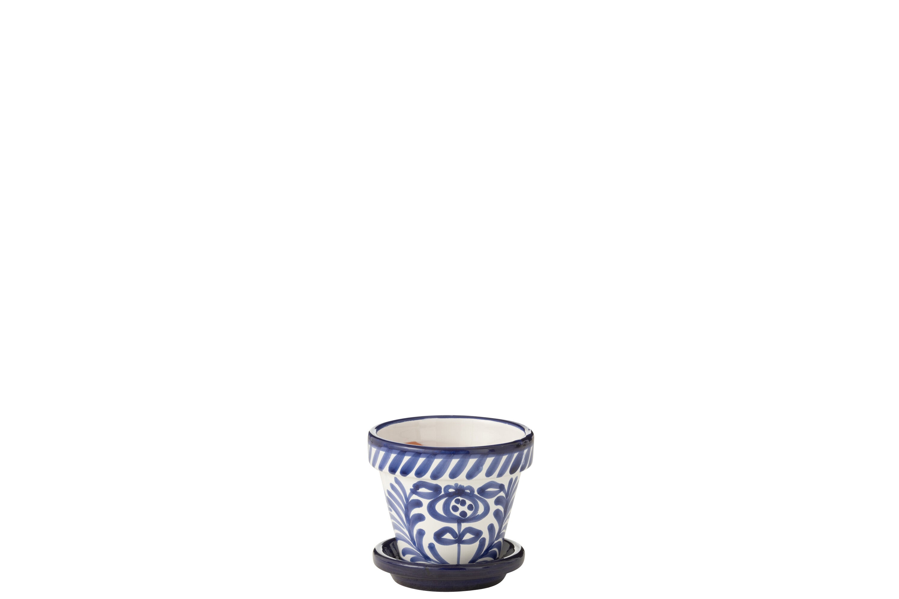J-Line bloempot Granada Handmade   Painted - keramiek - blauw - extra small - Ø 17 cm