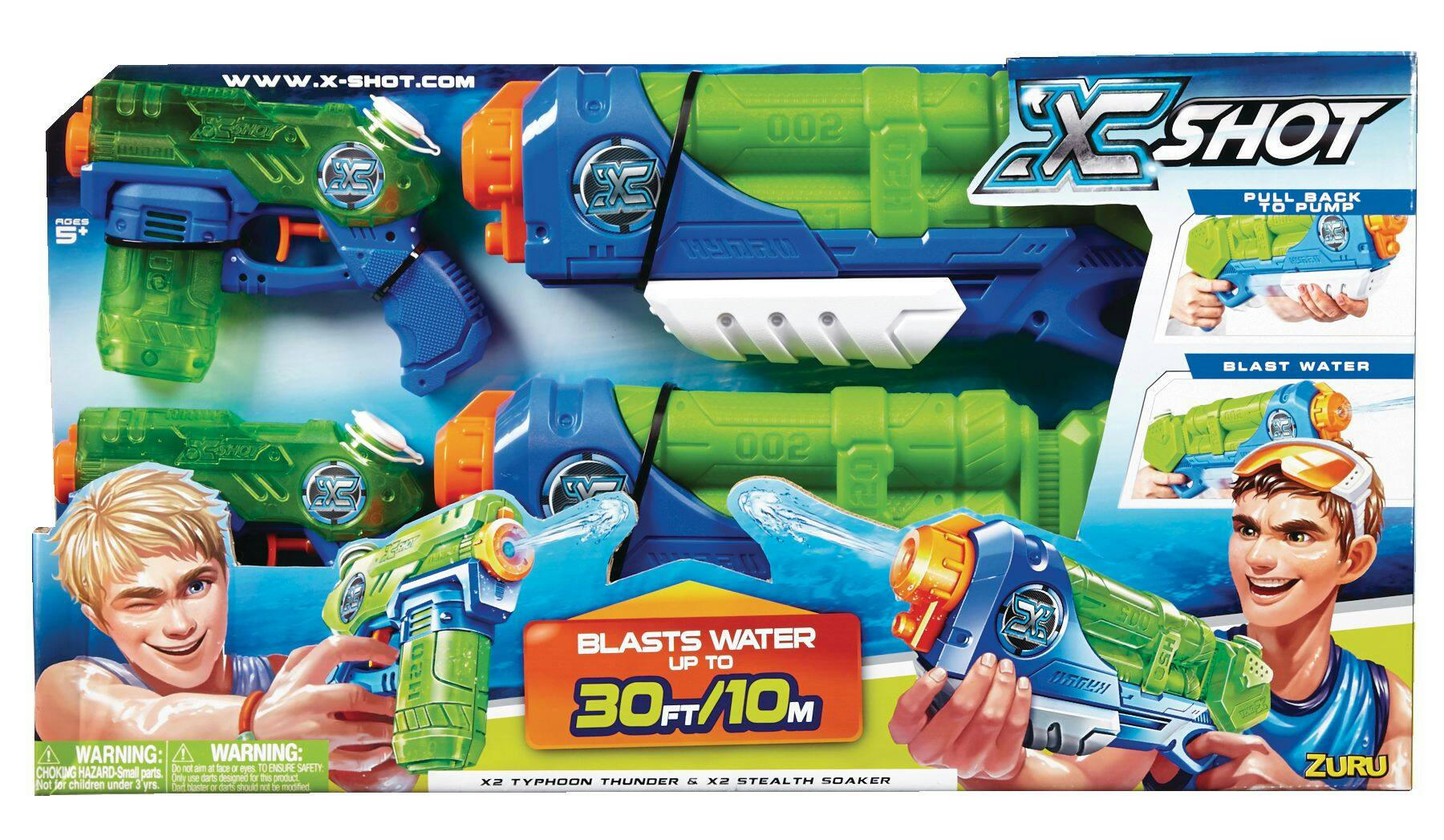 ZURU X-Shot Typhoon Thunder & Stealth Soaker Water Blasters Set, Kids' Toy, Age 5+, 4-Pk
