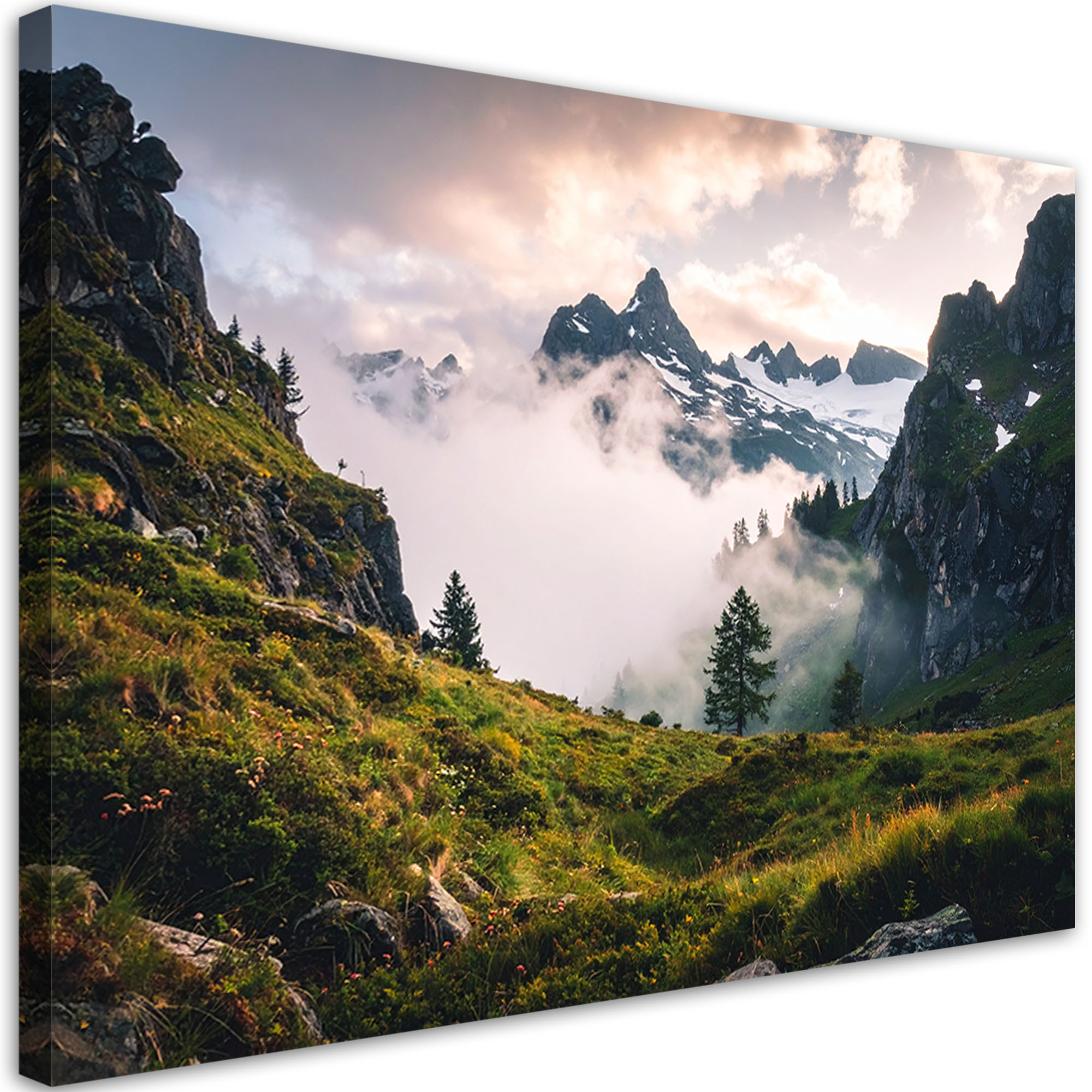 Obraz do salonu sypialni biura, Pejzaż widok góry las mgła natura 30x20
