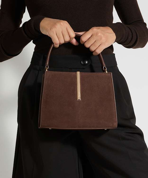 Dinidestined Brown - Suede Top-Handle Bag