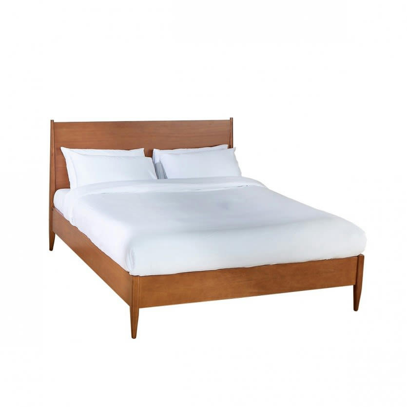 DALHIA - Lit double 160x200 en bois teinte noyer