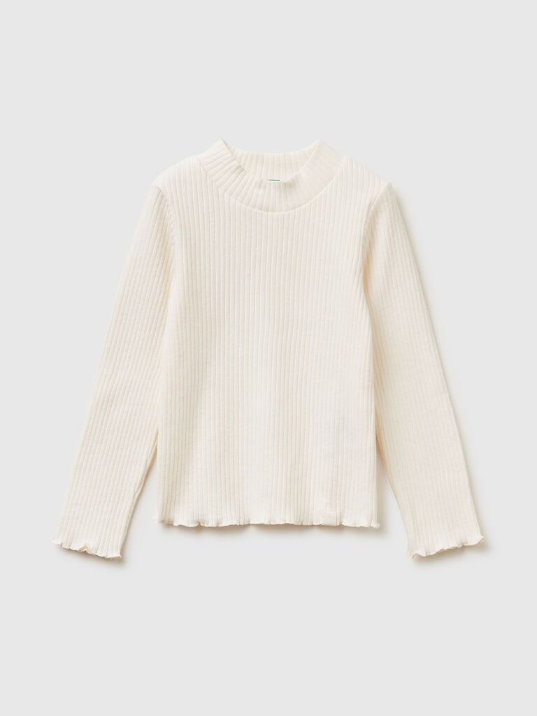 Turtleneck t-shirt in warm cotton blend