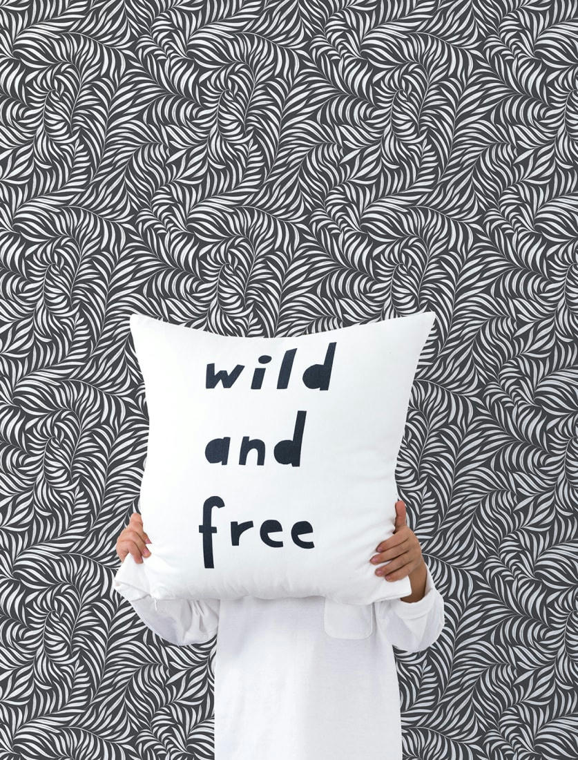 BLACK MAJIK - Papier peint palms paradise blanc