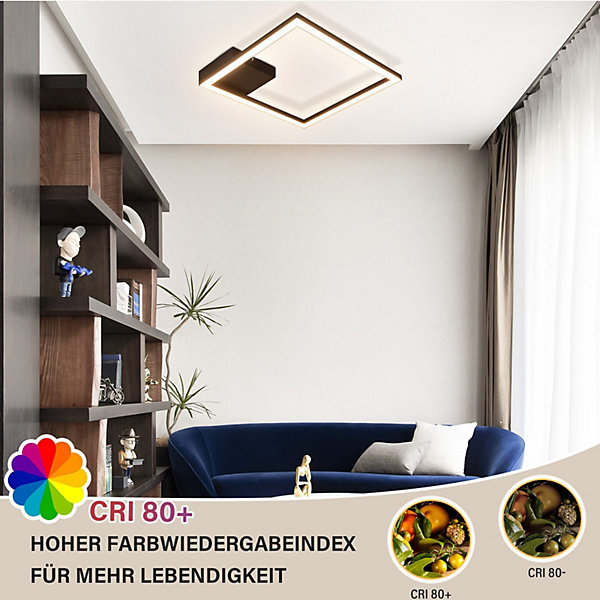 NETTLIFE plafonnier LED blanc chaud lampe de couloir moderne noir 12W 3000K