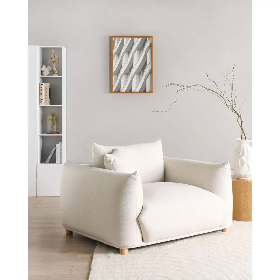 LUVOS - Fauteuil - Gebroken wit - Stof