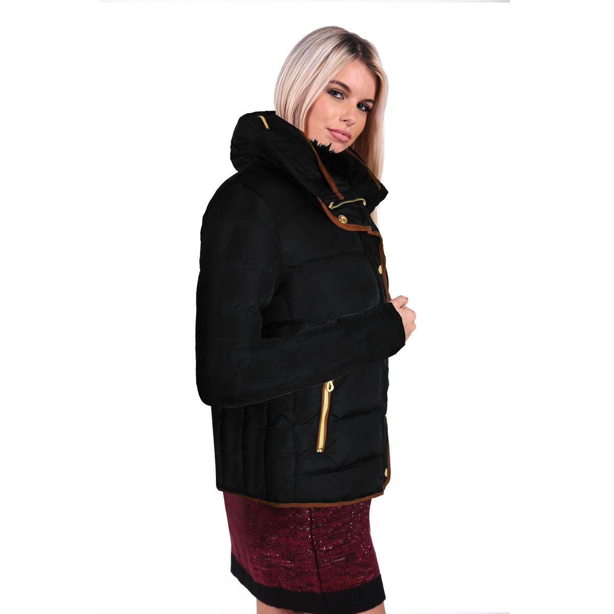 Where's That From Wrenly' Quilted Hooded Winter Coat With Full Sleeves
