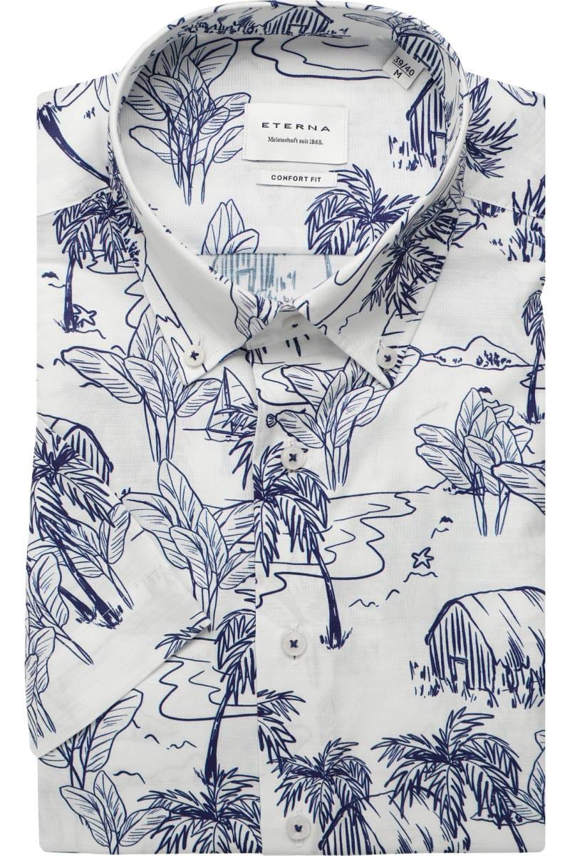 ETERNA Comfort Fit Tencel Hemd blau, Bedruckt