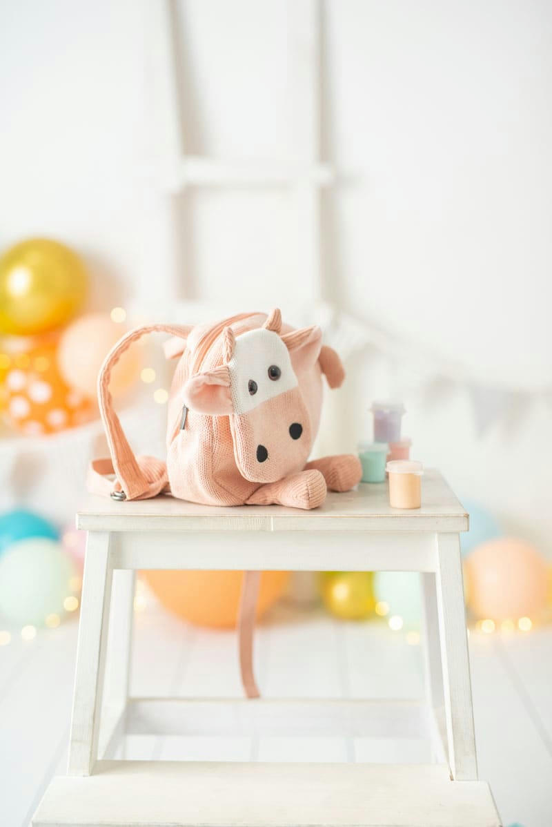 MOCHILAS - Sac à dos 100% coton vache Lili rose