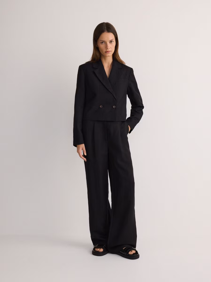 Linen Rich Blazer With Viscose Blend