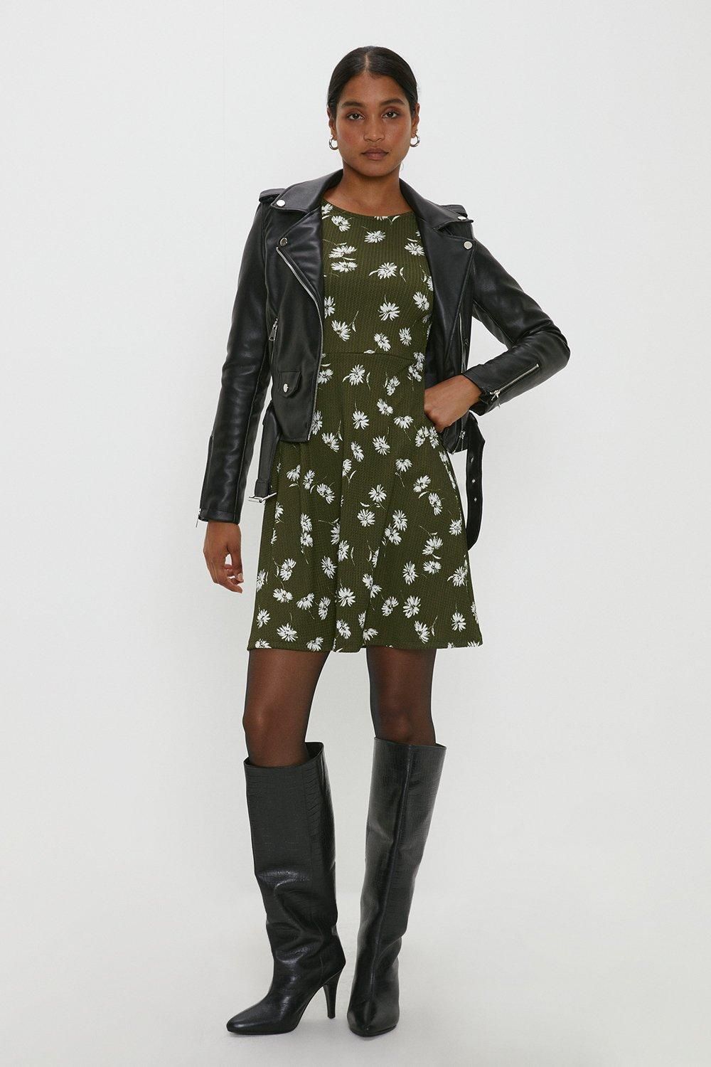 Dorothy Perkins Khaki Floral Mini Dress