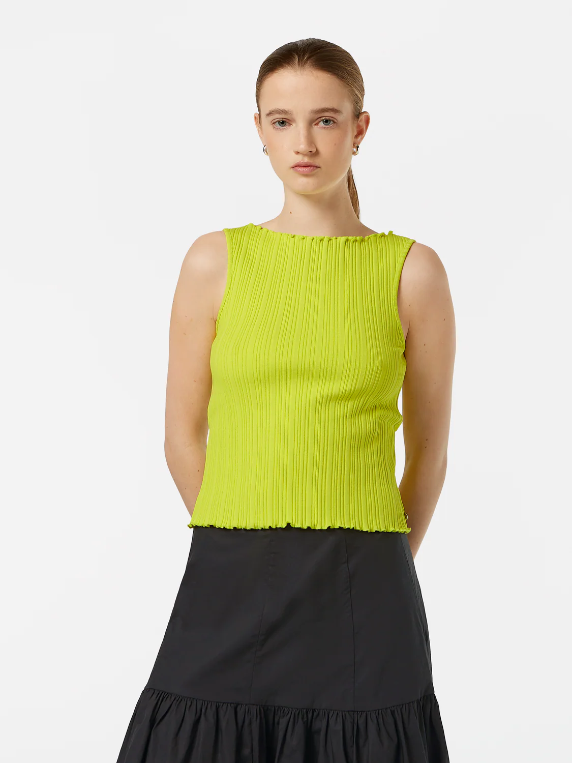 Structured Wide-Neck Sleeveless Top