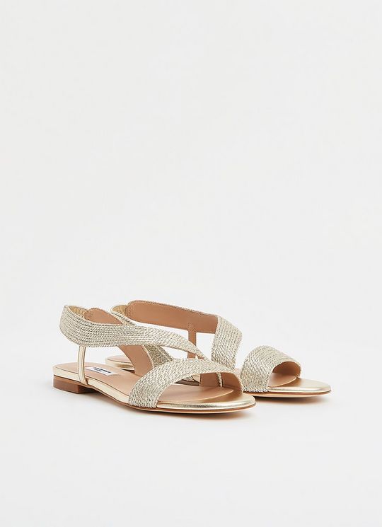 Rachel Gold Rope Flat Sandals