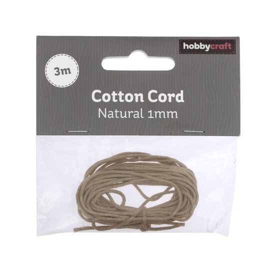 Natural Cotton Cord 1mm x 3m