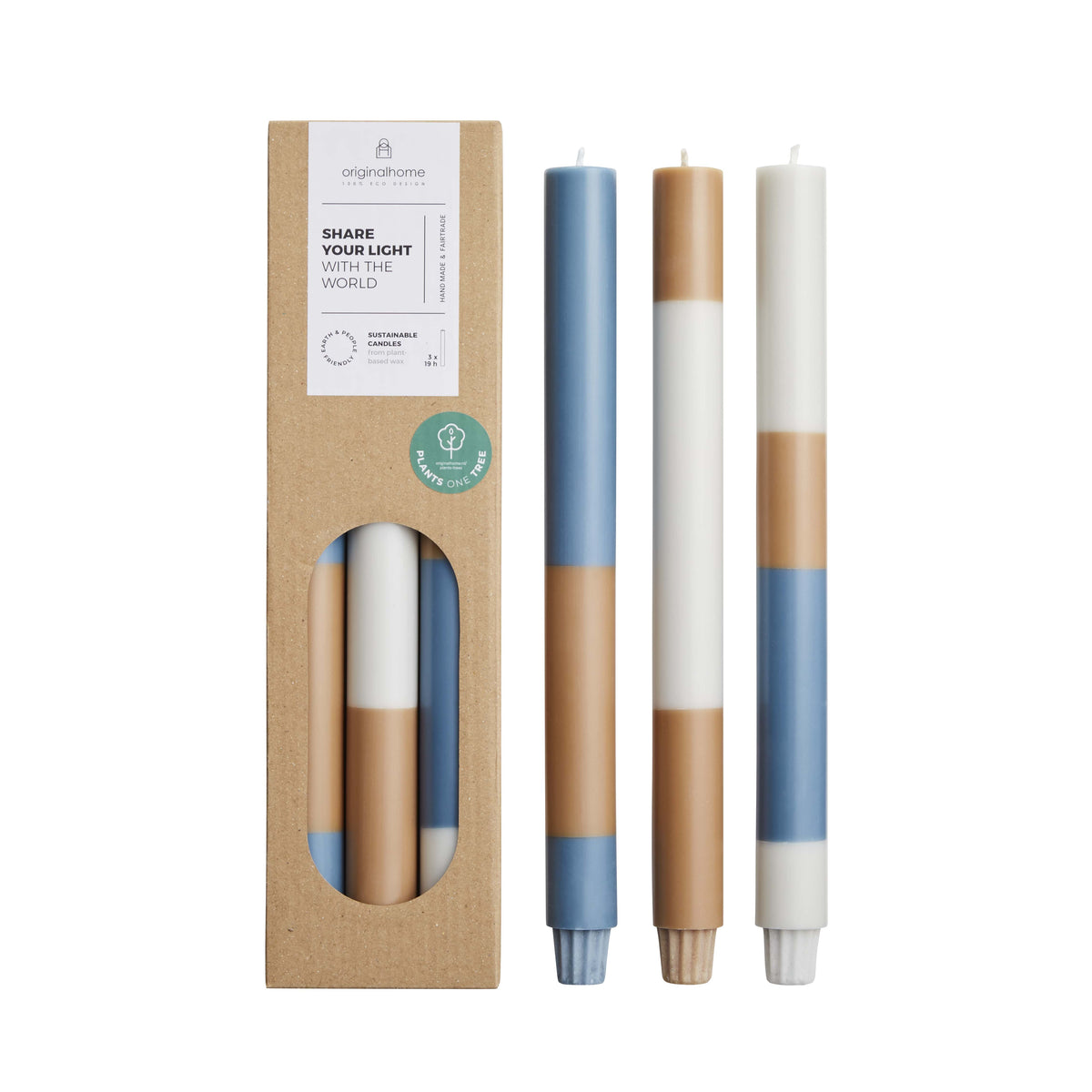 Originalhome dinerkaarsen gelaadge Clean Ocean - 30 cm - set van 3