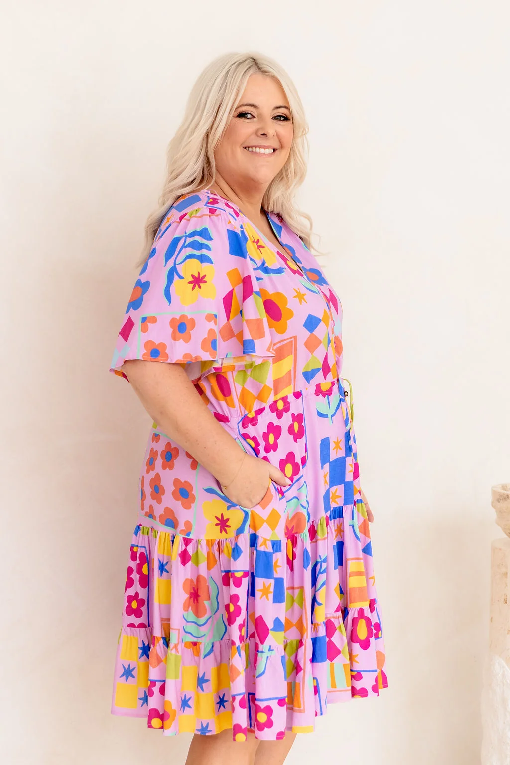 Charlie Dress in Checkerboard Petals