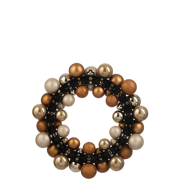 Couronne de boule de Noël en plastique marron D.35 cm