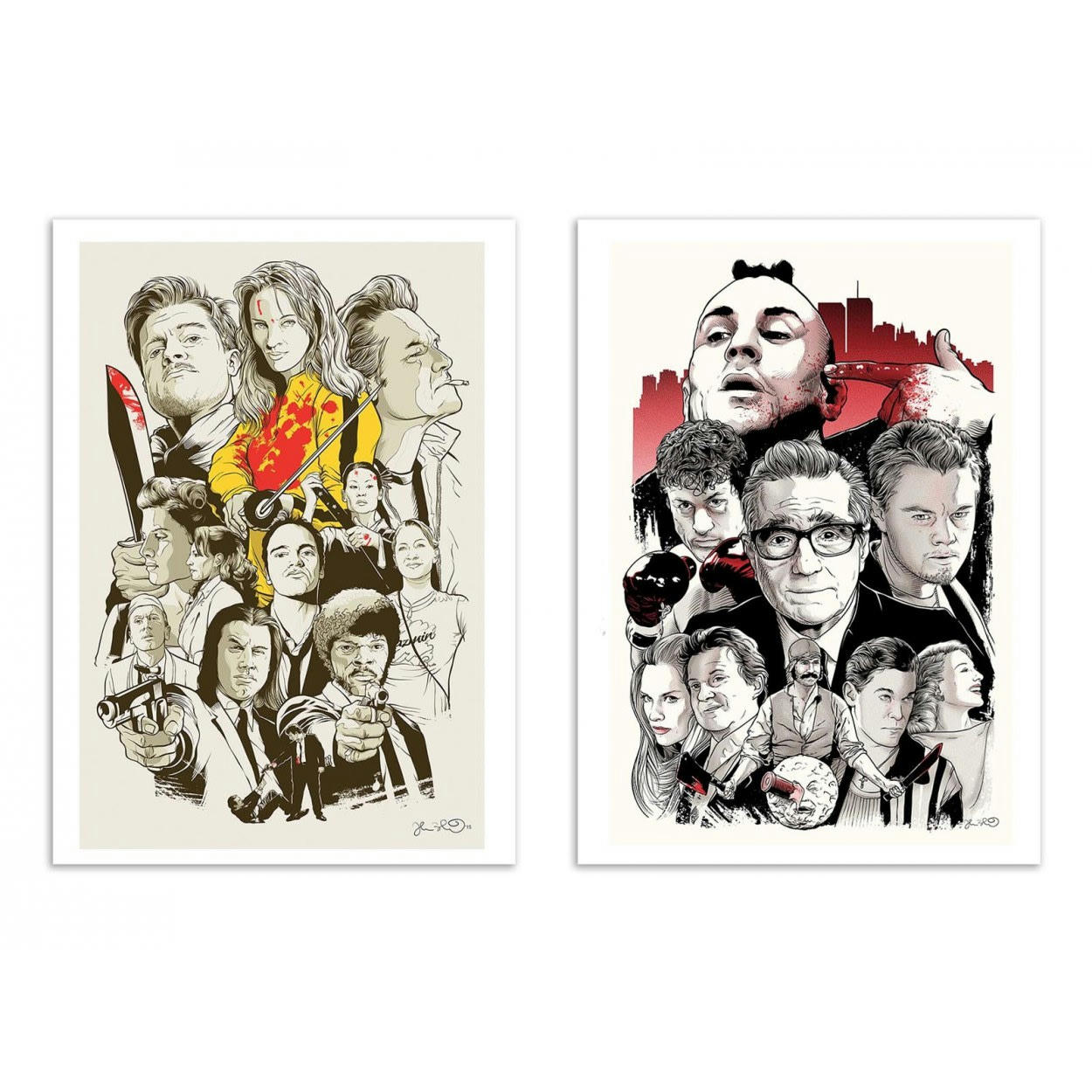 JOSHUA BUDICH - TARANTINO ET SCORSESE -  2 Affiches d'art 30 x 40 cm