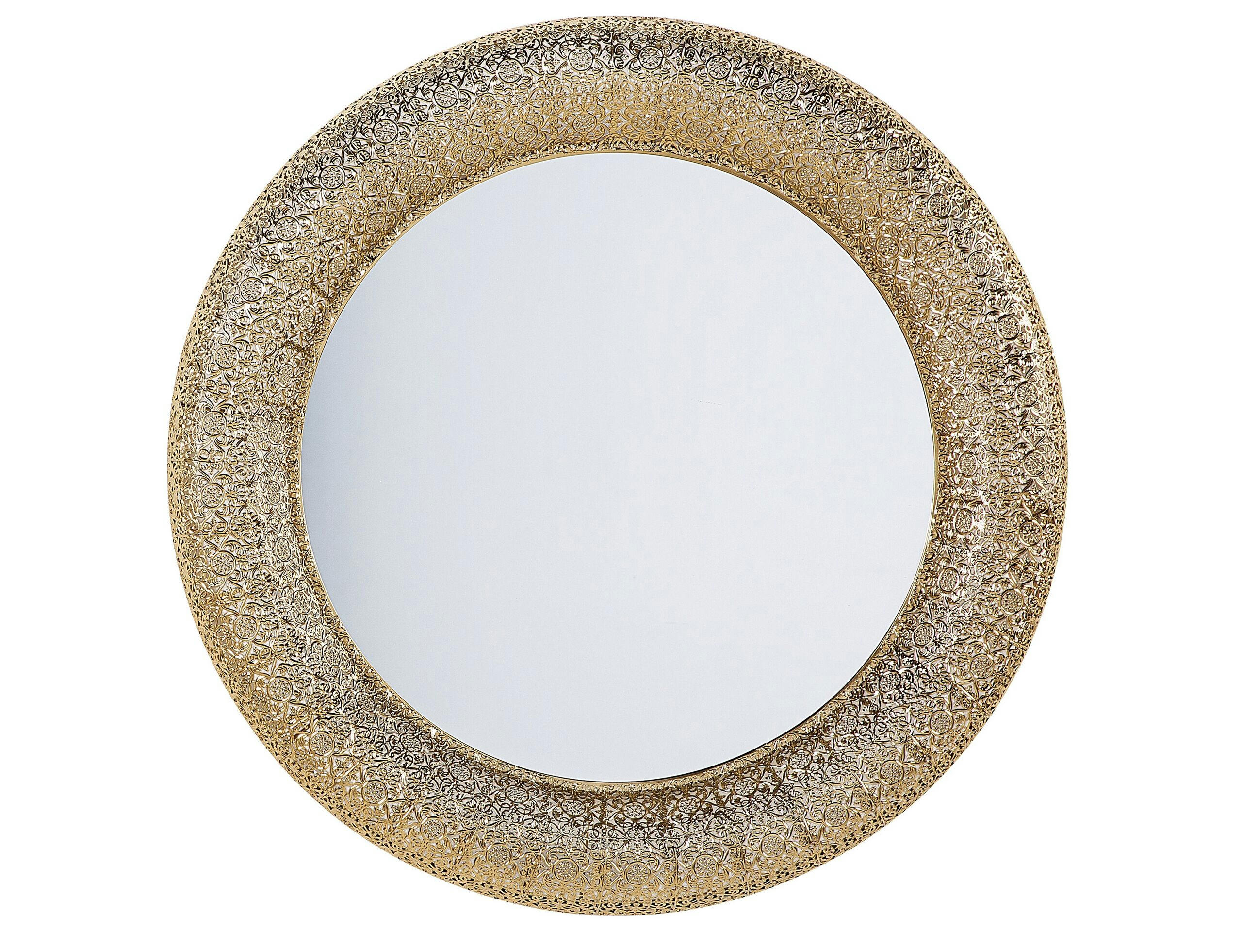 CHANNAY - Miroir en métal doré 80x80