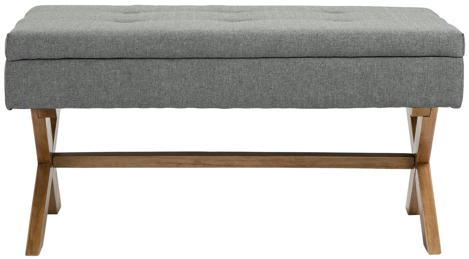 NAMARO - Banquette avec pieds en bois assise en tissu Gris