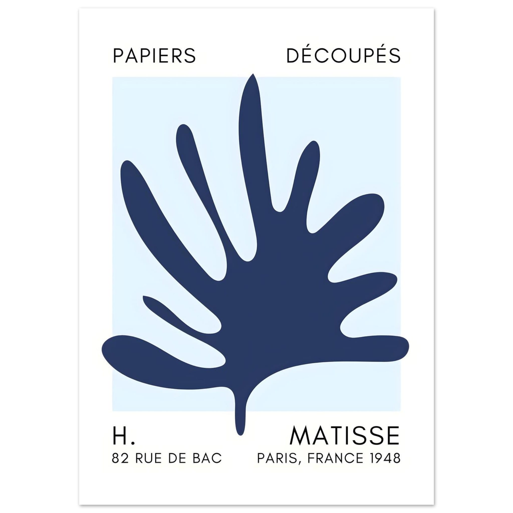Artfulprints Poster Matisse – Coral drift navy blue I  - 50x70 cm - Blauw