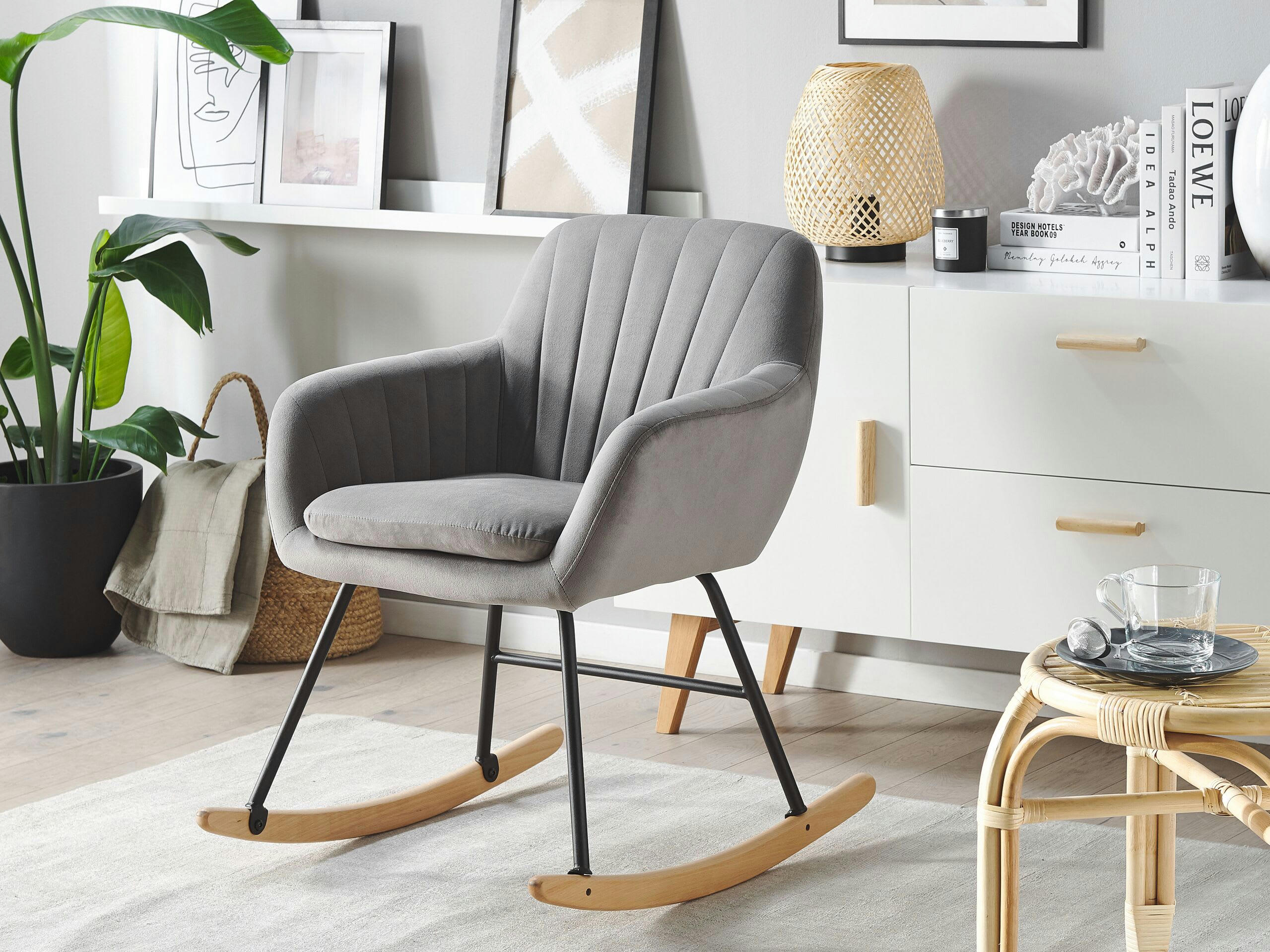 LIARUM - Chaise à bascule en velours gris