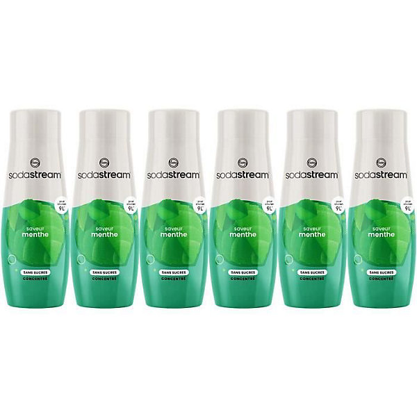 Concentrés SODASTREAM - Lot de 6 concentrés Menthe sans sucres - Jusqu'a 54L de boissons - 440 ml