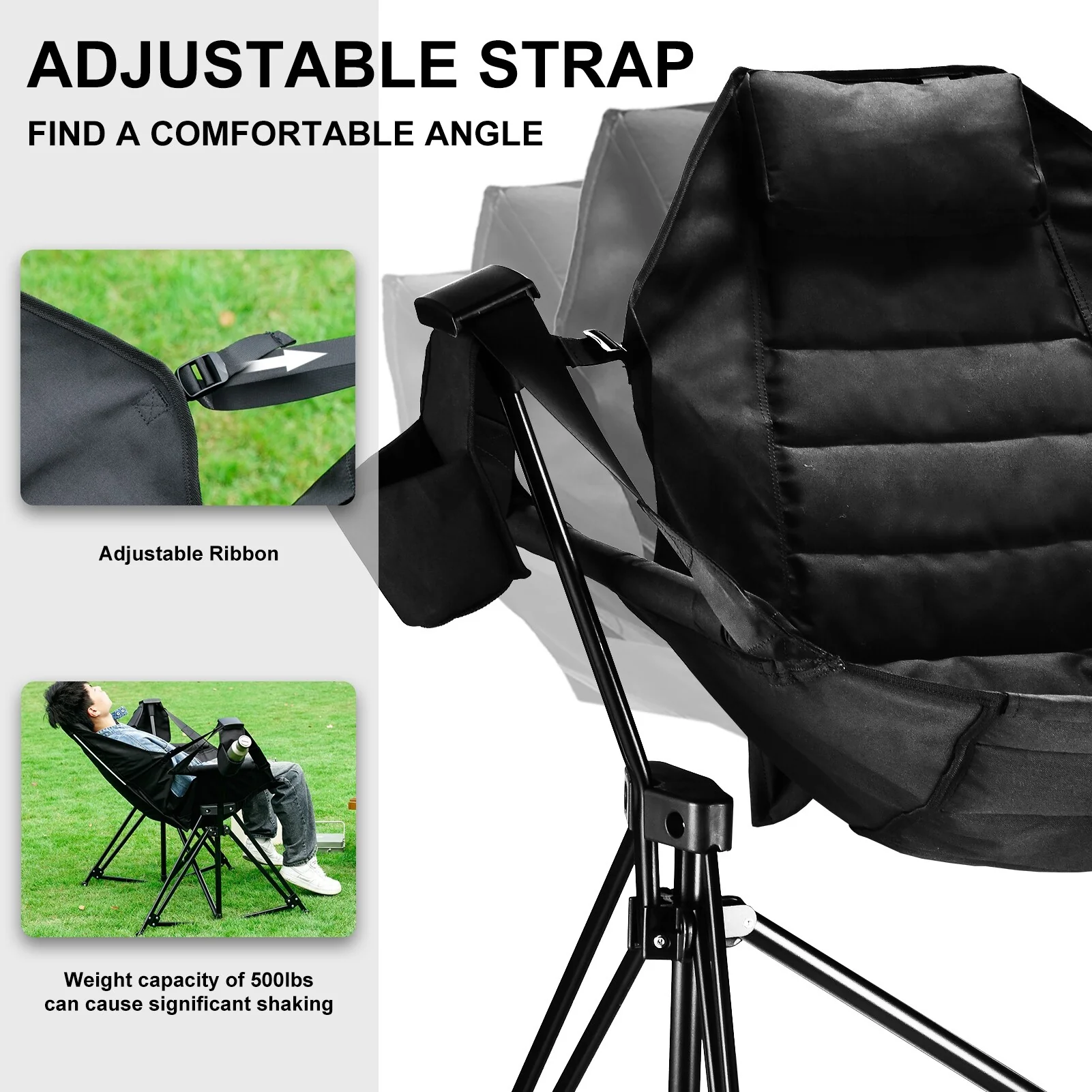 Hammock Camping Chair Folding 350 Lbs Foldable Portable Rocking Chairs For Adults Outside Swinging Camp (Excluding the table)