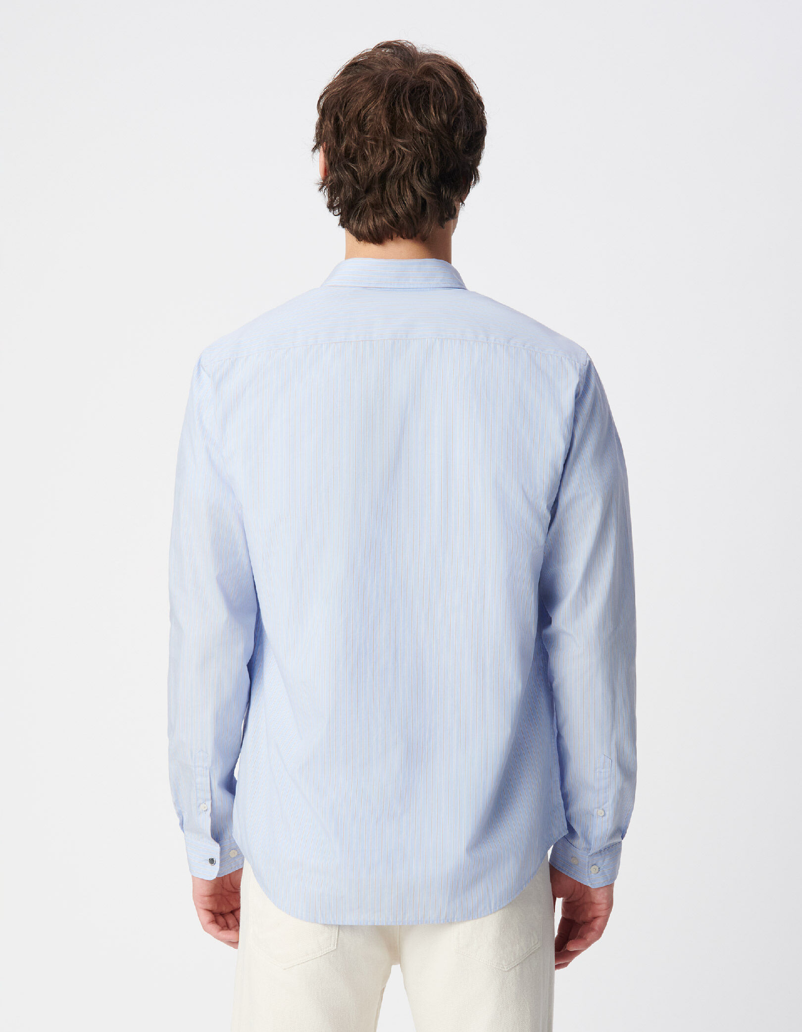 Chemise slim bleue coton bio motif rayures Homme