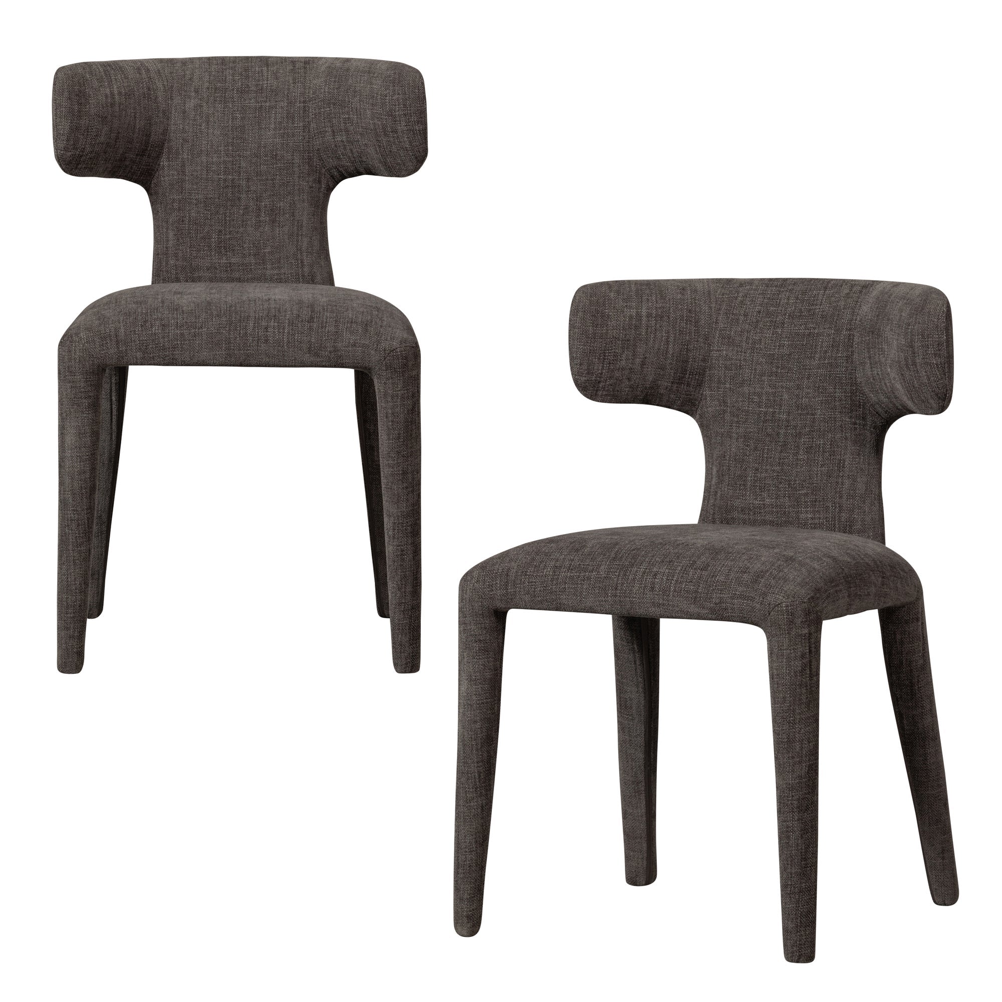 WOOOD eetkamerstoelen Permit - Polyester - Espresso - Set van 2