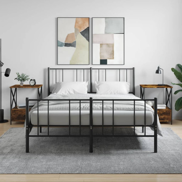 2x Szafka Nocna Brązowa z Regulowanymi Nóżkami Do Sypialni 50x41x65 cm