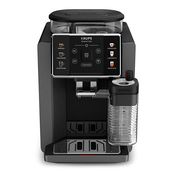 KRUPS Sensation Lait M85, Machine à café automatique, 3 recettes cafés 3 lactées, kit d'entretien, gris EA912HF1