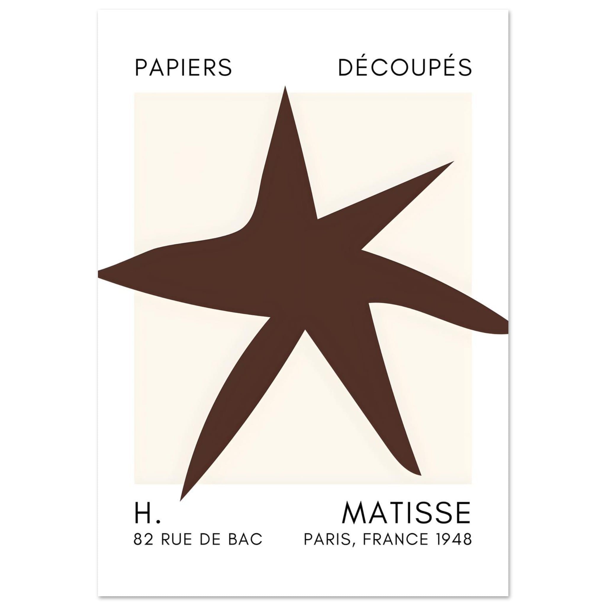 Artfulprints Poster Matisse – Star of the sea brown  - 70x100 cm - Bruin