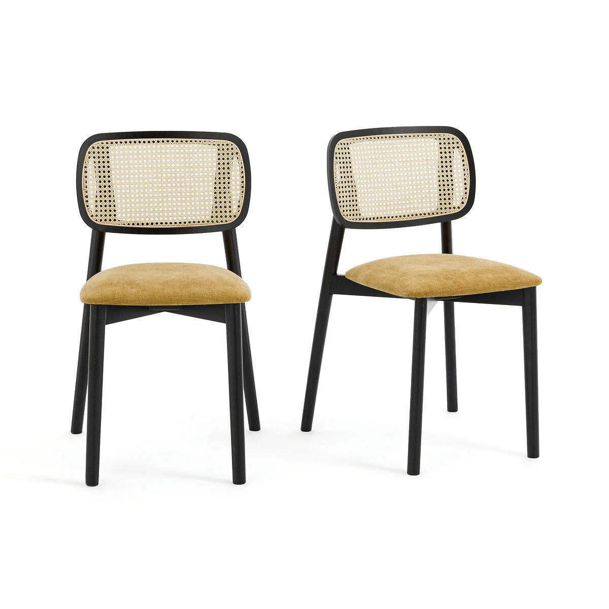 Lot de 2 chaises hêtre et cannage, Rivio