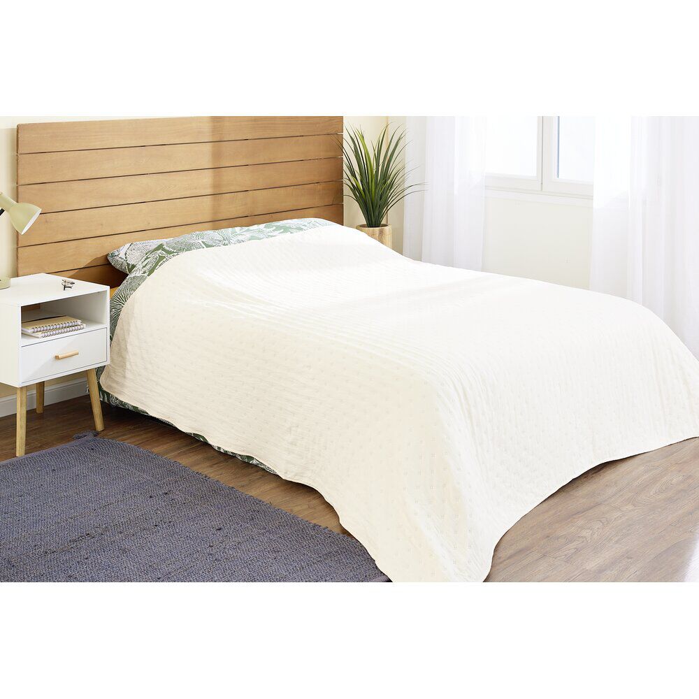 Couvre lit 2 personnes micro lavée beige 220x240cm