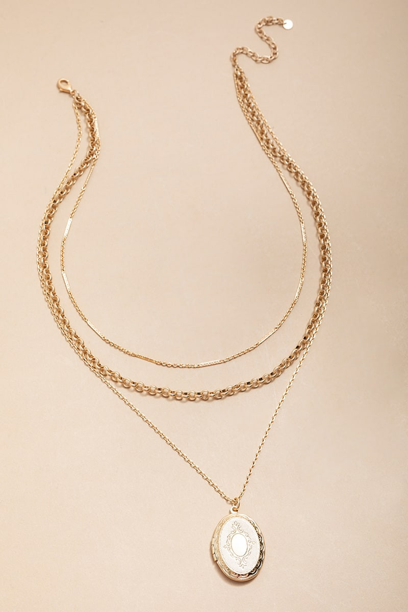 Valerie Layered Locket Pendant Necklace