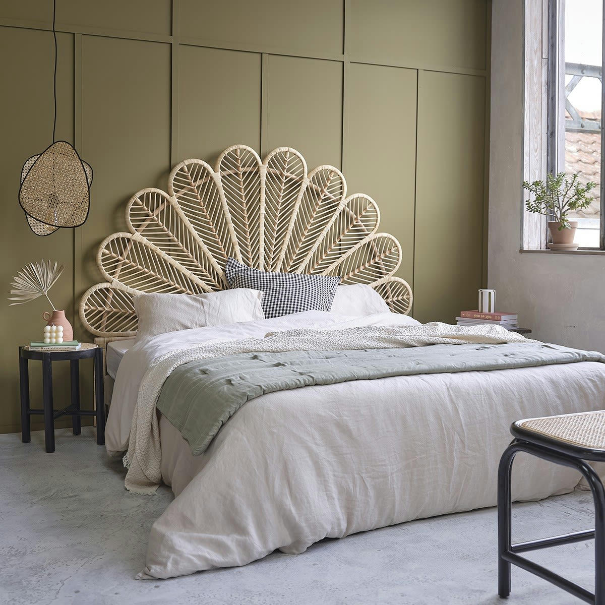 BOHO - Tête de lit en rotin L180