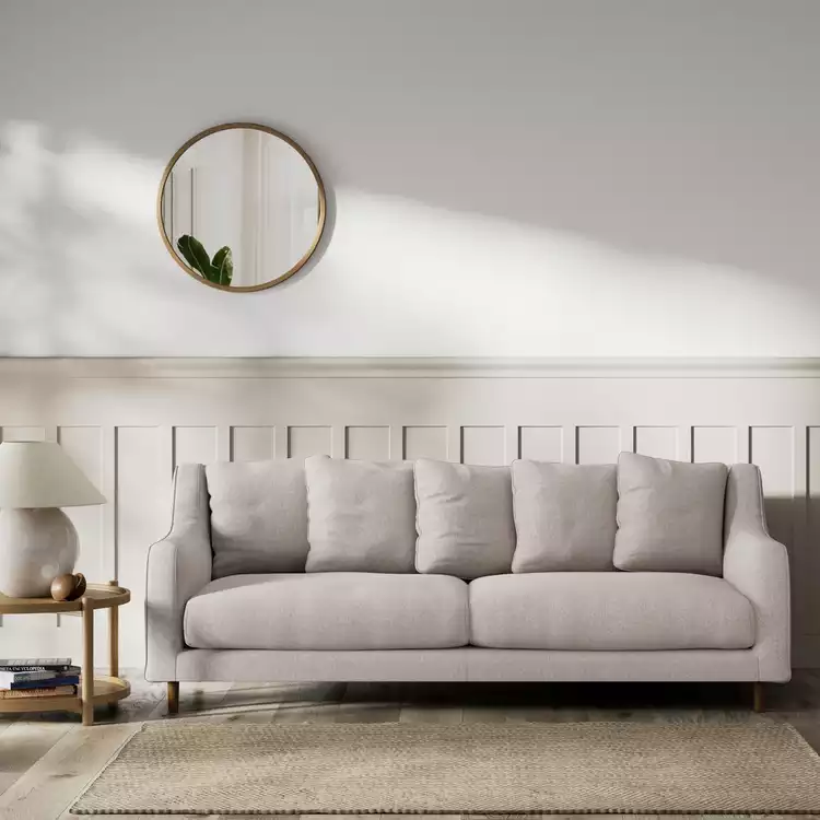 Habitat Swift Fabric 3 Seater Sofa - Stone - Dark Leg