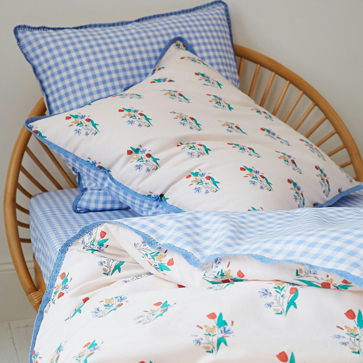 Drap-housse 20% coton recyclé, Floriane