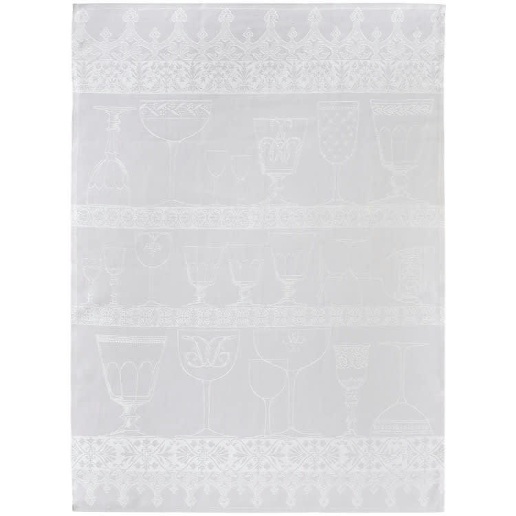 CRISTAL - Essuie-verres en lin blanc 60 x 80