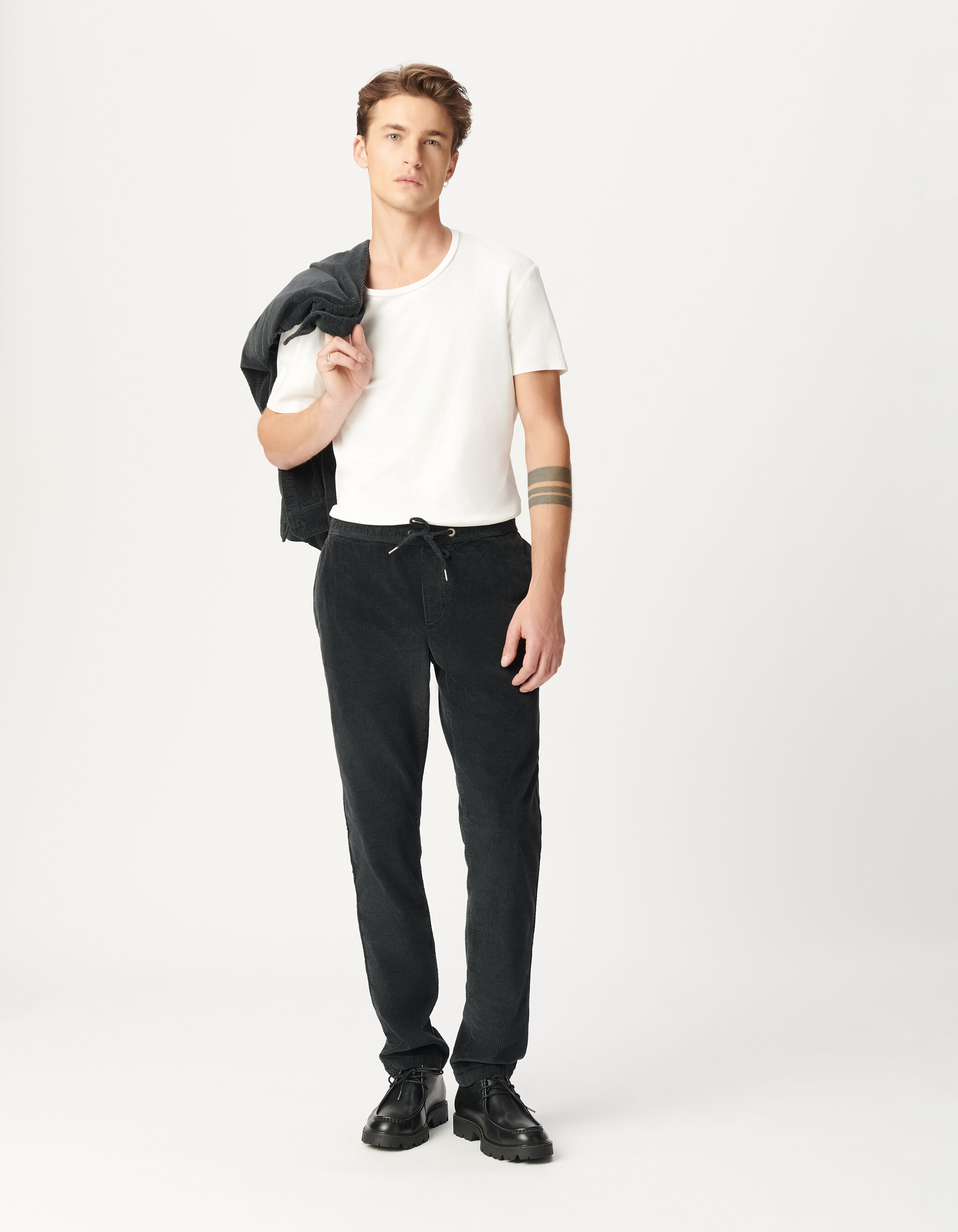 Jogpant gris velours côtelé Homme